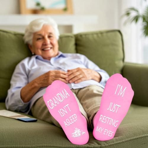 Amosking Grandma Birthday Gifts, Funny Socks with a 3D Butterfly Card — view 2