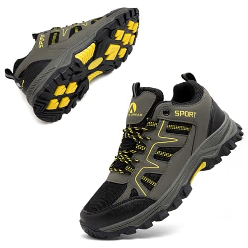 ASOCO DREAM Hiking Shoes Mens Womens Walking Boots Lightweight Breathable Trekking Climbing Trainers Outdoor Backpacking Camping Sneaker,Green,6 UK — view 4