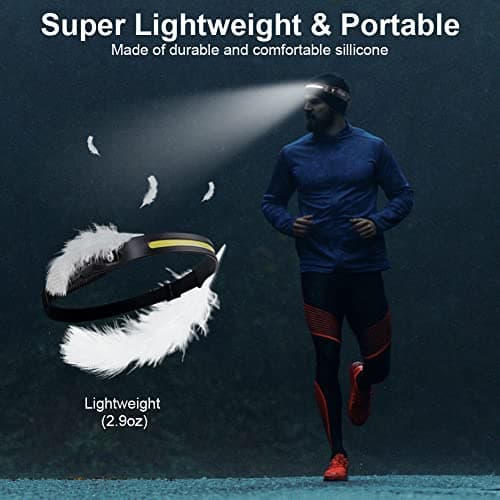 flintronic 2 PCS Led Headlamp USB Rechargeable,5 Modes 600 Lumens COB Headlight, IPX4 230°Wide-Angle Waterproof Lightweight Head Torch with Motion Sensor for Running, Hiking, Fishing Emergency 6 Hours — view 5