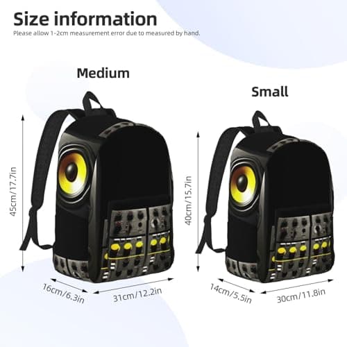 NSDdefAWCGT Canvas Backpack for Women Men black and yellow speakers Casual Daypack Laptop Bag Travel Hiking Camping Rucksack — view 4