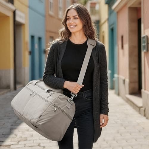 G4Free 45L Travel Duffle Bag for Women Men, 3 in 1 Duffel Bags with Shoes Compartment Gym Backpack for Weekender Overnight, Camel — view 2