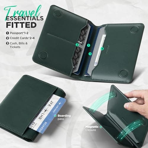 VULKIT Leather Passport Holder RFID Blocking Compact Passport Wallet — view 3