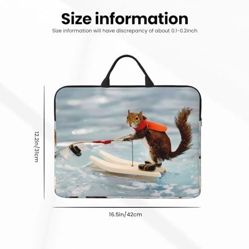 14in Laptop Case Sleeve Bag â€“ Water Skiing fox Squirrel Print Design with Handle & Zipper â€“ Ideal for Travel, Business Trip, Commuting — view 6