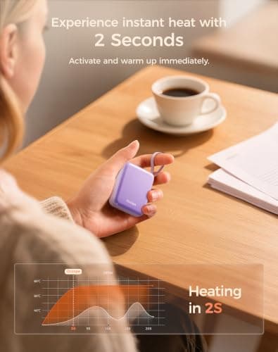 OCOOPA Hand Warmers Rechargeable, Smart Temp Control 7H*2 Long Safe Heat, Ultra Slim, Pocket-Size Design That Fits Gloves, Gifts for Women, Outdoor, Office, Commute (UT5 Nano) — view 3