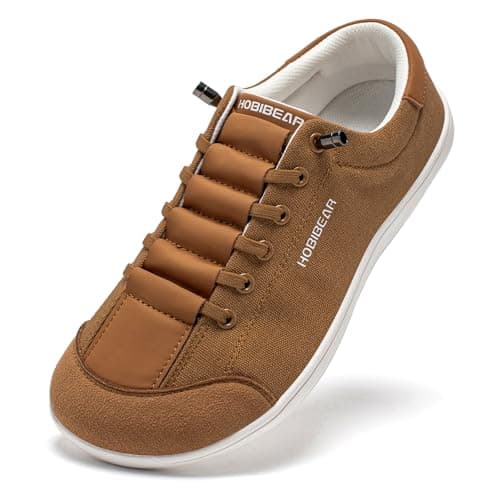 HOBIBEAR Unisex Wide Trainers for Men Women Outdoor Trail Running Minimalist Walking Shoes Lightweight and Breathable Brown