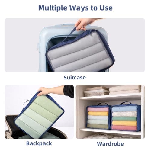 FERNVALE 6 Pack Packing Cubes for Suitcase Travel Organizer Bags, 40x30x12cm Packing Organisers Set for Clothes Shoes Accessories, Lightweight Waterproof Mesh Luggage Accessories (Blue) — view 3