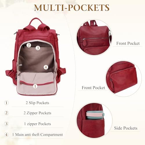 RAVUO Women Backpack,Fashion Faux Leather Anti-theft Ladies Rucksack Bag — view 4