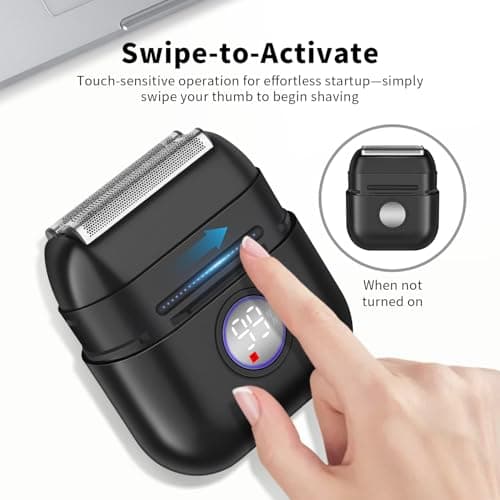 HIENA PRO Electric Foil Shaver for Men, New Upgraded 3 Floating Blades Mini Razor with LED Display, USB-C Rechargeable 100 Min Usage, IPX7 Waterproof Wet/Dry Travel Beard Shaver for Face Shaving — view 5
