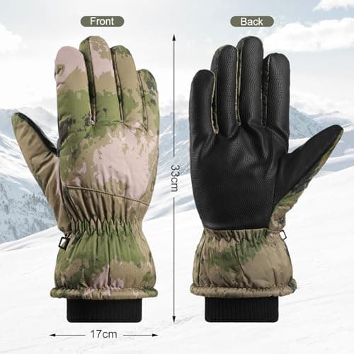 GJV Ski Gloves Winter Gloves Waterproof Windproof Men Women Warm Cold Weather Gloves Touch Screen Finger (Green) — view 6
