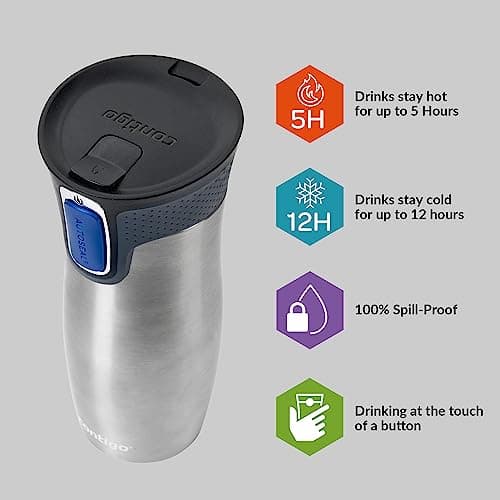 Contigo West Loop Autoseal Travel Mug, Stainless Steel Thermal Mug, Vacuum Flask, Leakproof Tumbler, Coffee Mug with BPA Easy-Clean Lid, 470 ml — view 2