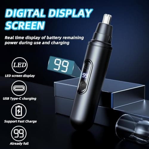 Electric Nose And Ear Hair Trimmer Cordless 2-Pack With Rotating — view 3