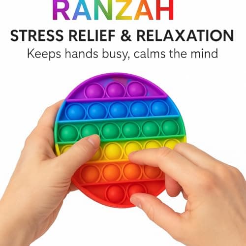 Ranzah Pop Fidget Toy Round Push Pop Bubble Popper Sensory Toy For Kids And Adults Travel Poppet Toy Squishy Toy For Gifts & Parties ADHD Stress & Anxiety Relief Toy Squeeze Toddler Toy (Round) — view 6