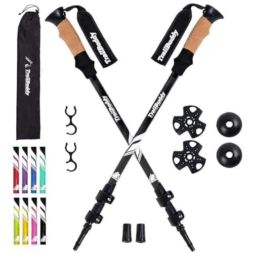 Trekking Poles, Pair of Lightweight 7075 Aluminium Walking Poles, Adjustable 62–137cm Hiking Sticks with Cork Handles, Collapsible Walking Poles for Men, Women, Seniors, Hiking, Camping & Travel