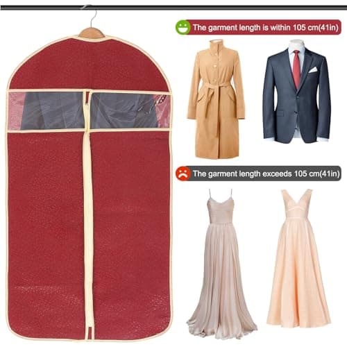 Embossed Garment Cover Suit Storage Bag Medium Burgundy — view 3