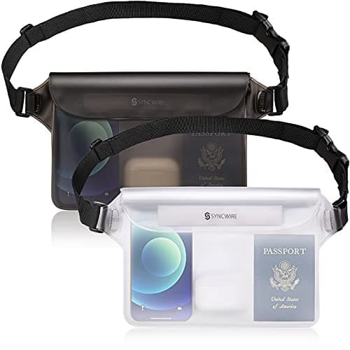 SYNCWIRE IPX8 Waterproof Pouch Bag with Adjustable Waist Strap-Screen Touchable Dry Bag with Adjustable Belt for Phone Valuables for Beach Swimming Snorkeling Boating Fishing Kayaking, etc