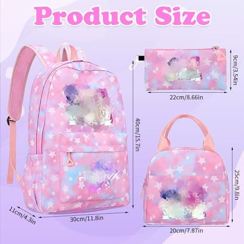 K Pop School Backpack, 3 Piece Set with School Bag Lunch Bag Pencil Case — view 2