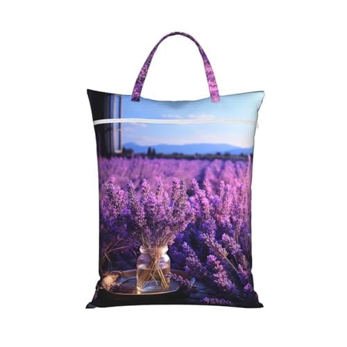 Romantic Lavender Travel Laundry Bags,Large Wet Dry Bags Waterproof Dirty Clothes Bag with Handle,Washable Laundry Bag,Reusable Storage Bag for Swimsuits, Beach, Pool,Gym One Size