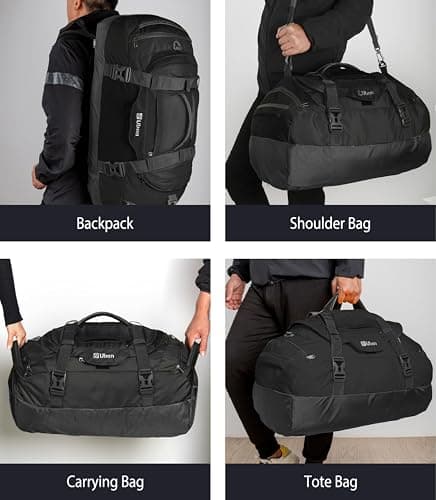 Ubon 65L Travel Duffel Backpack Waterproof 4-Way Holdall Gym Bag Black — view 4