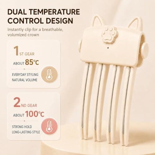 Heated Hair Volume Clip, Wireless Heated Volumizing Root Lift Clip Cordless Hair Tool for Fine Flat | Rechargeable Bangs Portable Travel Styling Root Comb Quick Heat Setting Fluffy Bangs Crown (Pink) — view 2