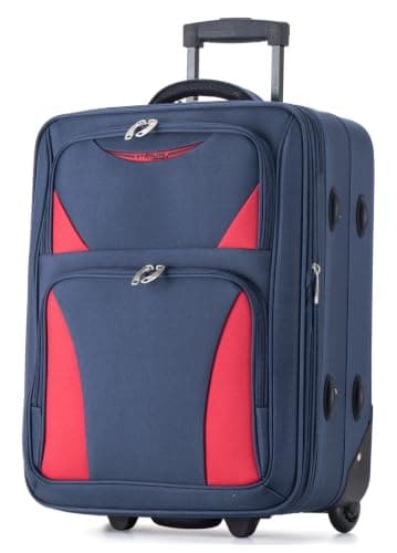 DK Luggage Carry-on 20” Lightweight Expandable Overhead Cabin Wizz air, EasyJet, BA, Jet 2 Hand Luggage Approved Suitcase 2 Wheel Luggage DK16 (Navy, 20" Cabin)