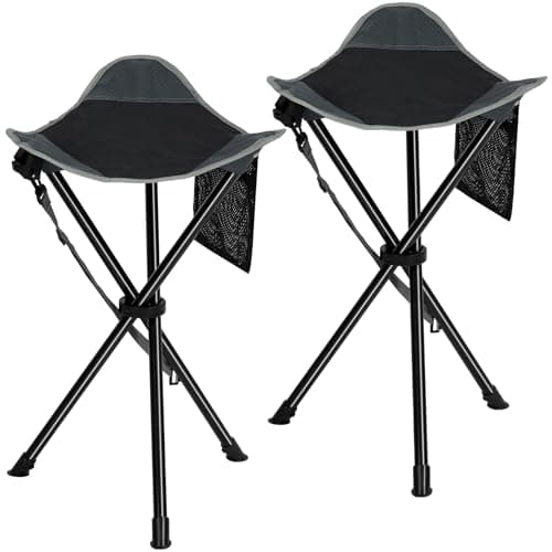 REDCAMP 22.4-inch Tall Tripod Stool Folding,2 Pack Lightweight,Black