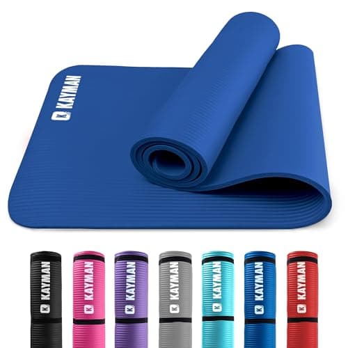 KAYMAN Exercise Yoga Mat Non Slip - Blue, 183 x 60 cm | Training & Workout Mat for Yoga, Pilates, Gymnastics, Stretching & Meditation | Eco Friendly Exercise Mat for Home with Carrying Straps