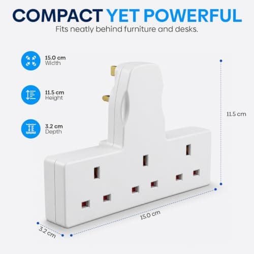 3 Way Plug Adapter UK Multi Plug Extender Extension Plug Socket 13A Fuse Plug Socket Extension 3 Outlet Plug Splitter Power Adapter for Home,Office, Kitchen Use Adapter Plug UK — view 2