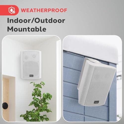 Pyle Outdoor Bluetooth Speakers, Waterproof Wall-Mounted Speaker System, Wireless & Passive, Heavy-Duty Weatherproof Design, AUX Input, Stereo Sound, for Patio, Pool, Deck, Home & Business (Pair) — view 4