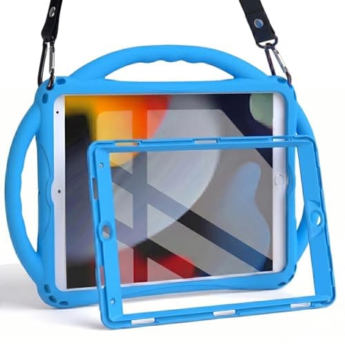 TOPESCT Kids Case for 10.2" iPad 9th/8th/7th Gen - Made of Kid-Friendly Silicone, with Built-in Screen Protector, Shockproof Handle Stand Case for iPad 9/8/7 Gen 10.2 inch