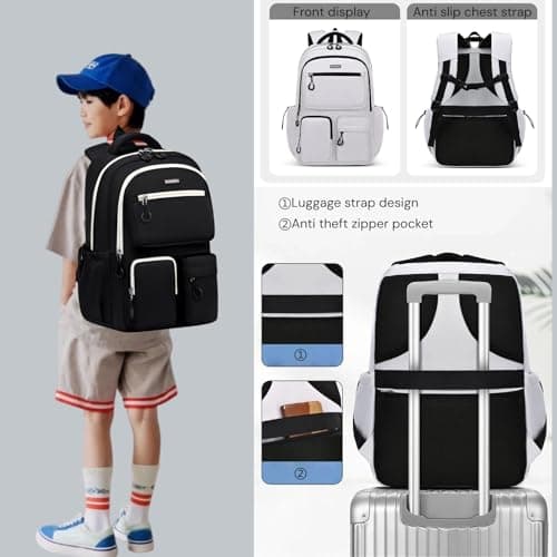 MITOWERMI 18in Children's Backpacks for Boys Girls, Lightweight Teens Boys School Bag Kids Bookbag Laptop Backpack Casual Travel Daypacks, Red — view 3