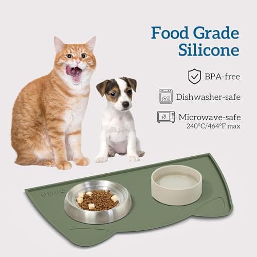OHMO Silicone Cat Food Mat for Food&Water Bowls, 52x30cm, Camo Green — view 3
