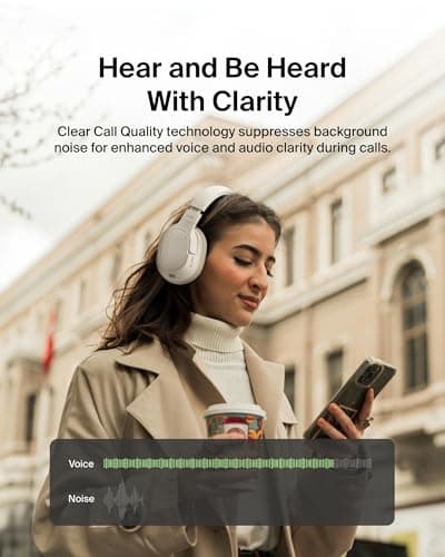 Belkin SoundForm Isolate Noise-Cancelling Wireless Headphones, over ear headphones with mic, Bluetooth headphones with 60H playtime, deep bass, CloudCushion ear cups for travel, home, office - Beige — view 4
