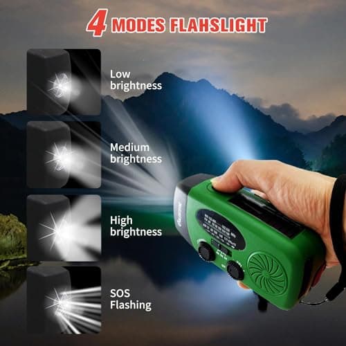 5000mAh Wind Up Solar Radio, Emergency Crank Weather Radio, FM/AM Radios — view 4