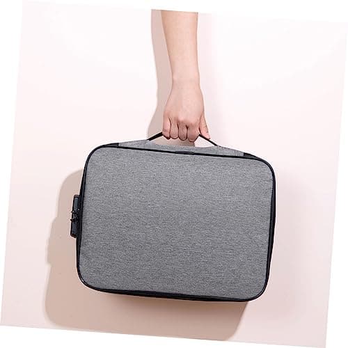 PartyKindom Document Lock Bag with Combination Lock, Grey Oxford Cloth — view 3