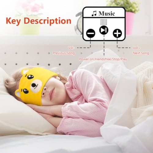 OFFCUP Sleep Headphones, Headband Headphones, Soft Bluetooth Headset Hi-Fi Stereo Super Bass Music Headphones for Men Women Office Nap Travel Yoga Workout Meditation（Bear） — view 4