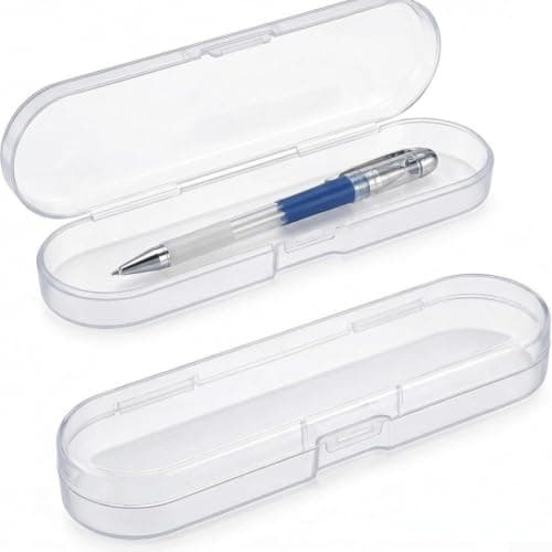 2 Pack Transparent Plastic Storage Box for Pens Art Supplies Stackable Organizer with Secure Interlocking Clear Lid Slim 17x7x3 cm Case for Students — view 2