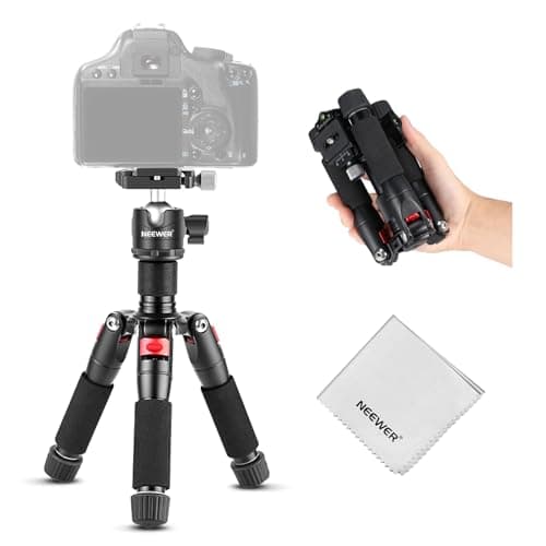 NEEWER Desktop Mini Tripod, 20'' Aluminum Alloy Small Table Top Desk Portable Travel Stand, 360° Ball Head, 1/4" QR Plate for DSLR Camera Camcorder Video Recording, Max Load 11 lbs, Cleaning Cloth