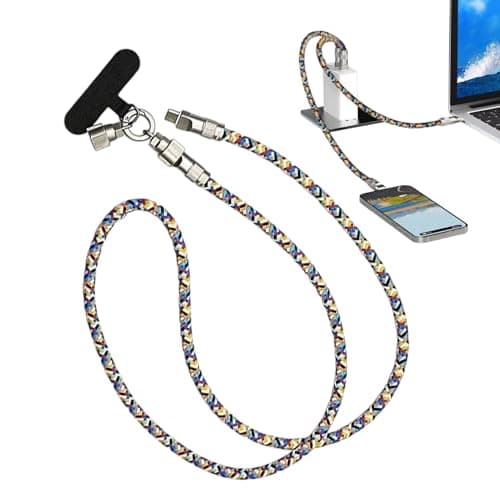 Knowlife Phone Lanyard Anti Theft | Portable Charging Cable,Fast Charger Cable 2-in-1 for Home Travel Tablet Smartwatch, Anti-Theft Smartphone Lanyard