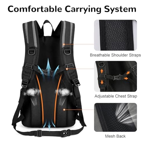 Outplea 30L Hiking Backpack for Men Women, Waterproof Outdoor Daypack Reflective with Waist Belt for Walking, Grey — view 4