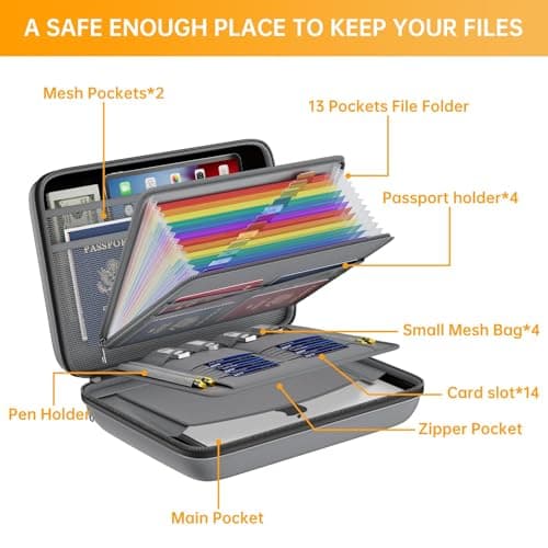 DocSafe Fireproof File Organiser with 13 Pocket File Folder Gray — view 5