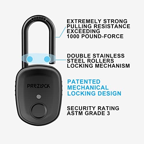 Prezlock Fingerprint Padlock with Key Backup, 2keys, Smart Padlock with Keyless Biometric, Suitable for Outdoor and Heavy Duty, IP65 Waterproof. — view 4