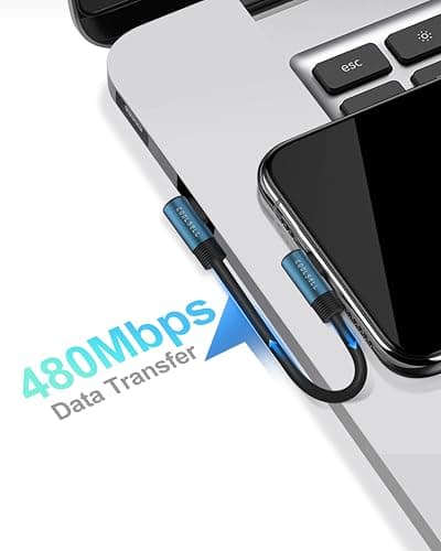 USB C to C Right Angle Charger Cable Short, Silicone 60W Type-C Cable — view 4