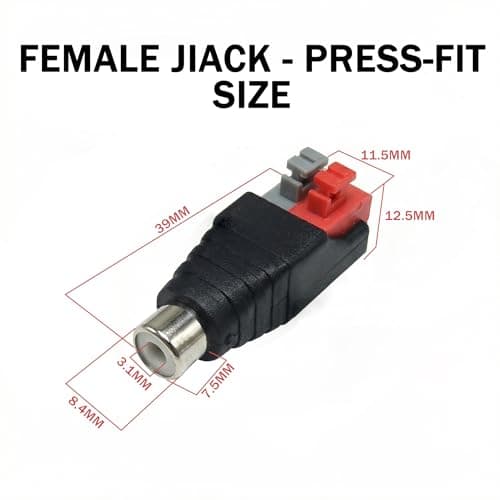 SGETHCH 4 Pcs Rca to Speaker Wire Adapters,Rca to Speaker Cable Adapter,Gold Plated Rcas Male to Av Screw Terminal Adapter,Spring Press Balun Phono Plug Connectors,for CCTV Home Audio & Subwoofer — view 3