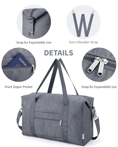 Narwey for Ryanair Cabin Bags 40X30X20 Underseat New Ryanair Small Foldable Travel Duffel Hospital Weekend Bag for Women Ryan Air Carry on Luggage Holdall Tote for Men 20L (Grey) — view 4