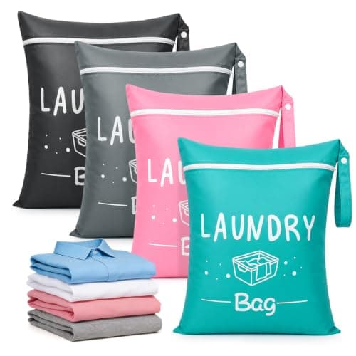 Minicoco 4PCS Waterproof Travel Laundry Bags For Dirty Clothes Small