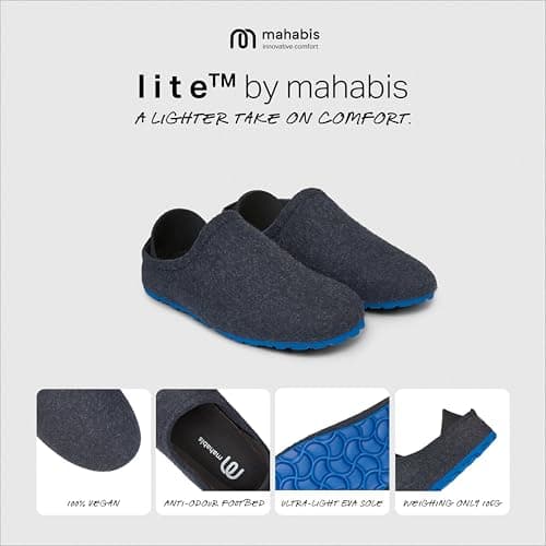 mahabis | Unisex Slippers | Lite Collection | Vegan | Ultra Lightweight | EVA Sole | Bold Colourful Design | Lining Free | Navy & Azure | Size 8.5-9 — view 2