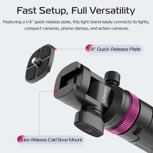 ULANZI MT-89 Portable Adjustable Light Stand with 1/4" Screw Quick Release, 82" Extendable Tripod Aluminum, 360° Ball Head Camera Phone Tripod for Camera Video Light Smartphone, Lightweight for Trave — view 3