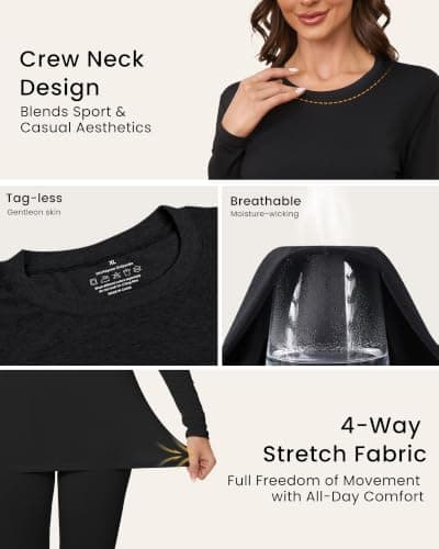 SIHOHAN Thermal Tops Womens Round Neck Stretch Long Sleeve Thermal Shirt — view 4