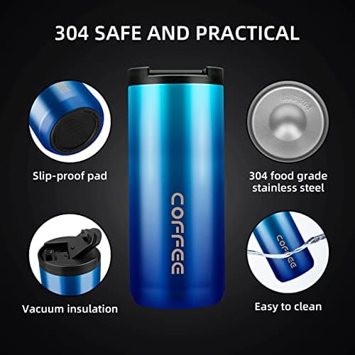 Travel Mug, Double Walled Coffee Cup 550ml Vacuum Insulation Stainless Steel with Leakproof Lid Eco-Friendly, for Hot and Cold Water Coffee and Tea — view 6