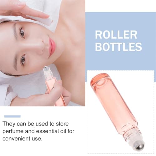 CIMAXIC 12pcs Frosted Glass Roller Bottles with Rose Gold Caps Essential Oil Blends Storage Travel and Home Bottles for Aromatherapy and Perfume — view 6